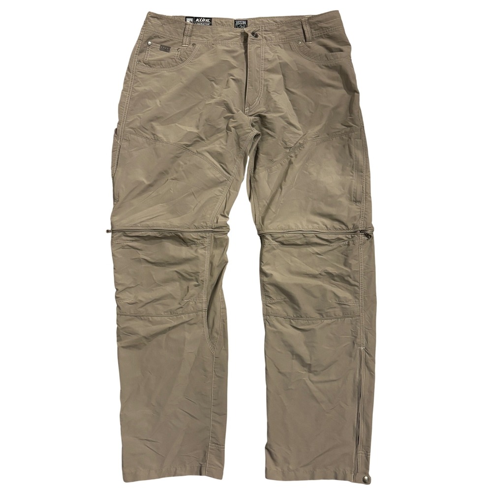 Kuhl Liberator Convertible Pants Mens 38x34 Tan Khaki Stealth Zip Off Hiking